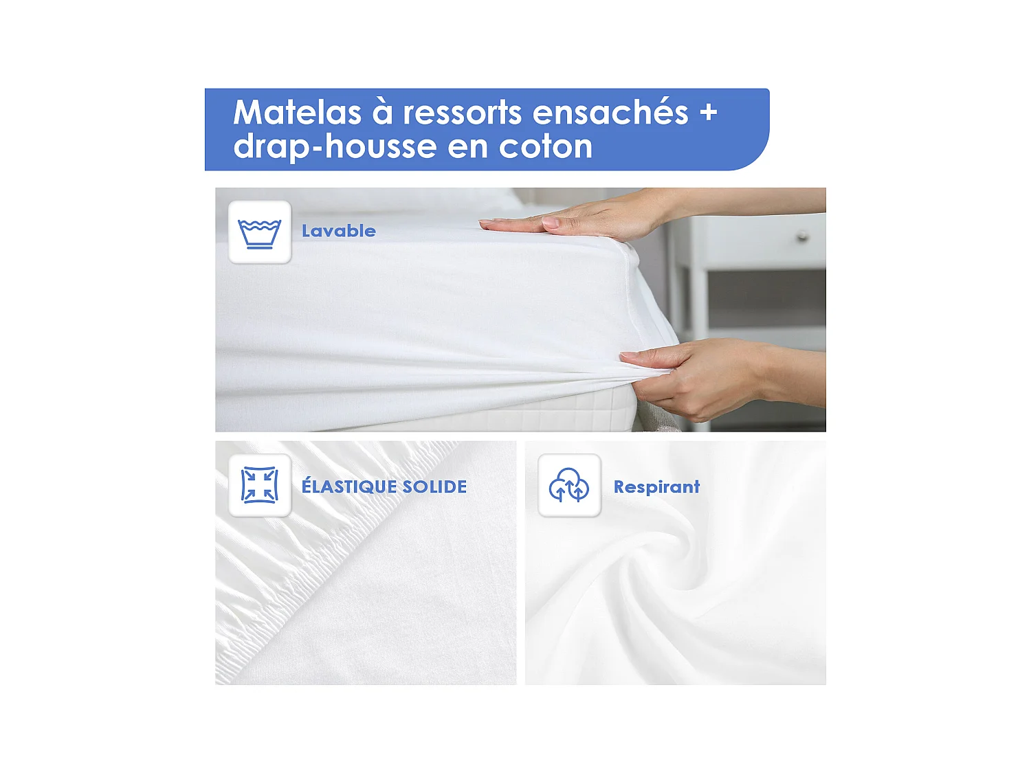 Hiazurm Matelas 90x190 Ressorts EnsachÉs,,mousse ámémoire de forme, hauteur 22 cm 7 zones de confort 90x190 cm ,Ressorts indépendantset silencieux