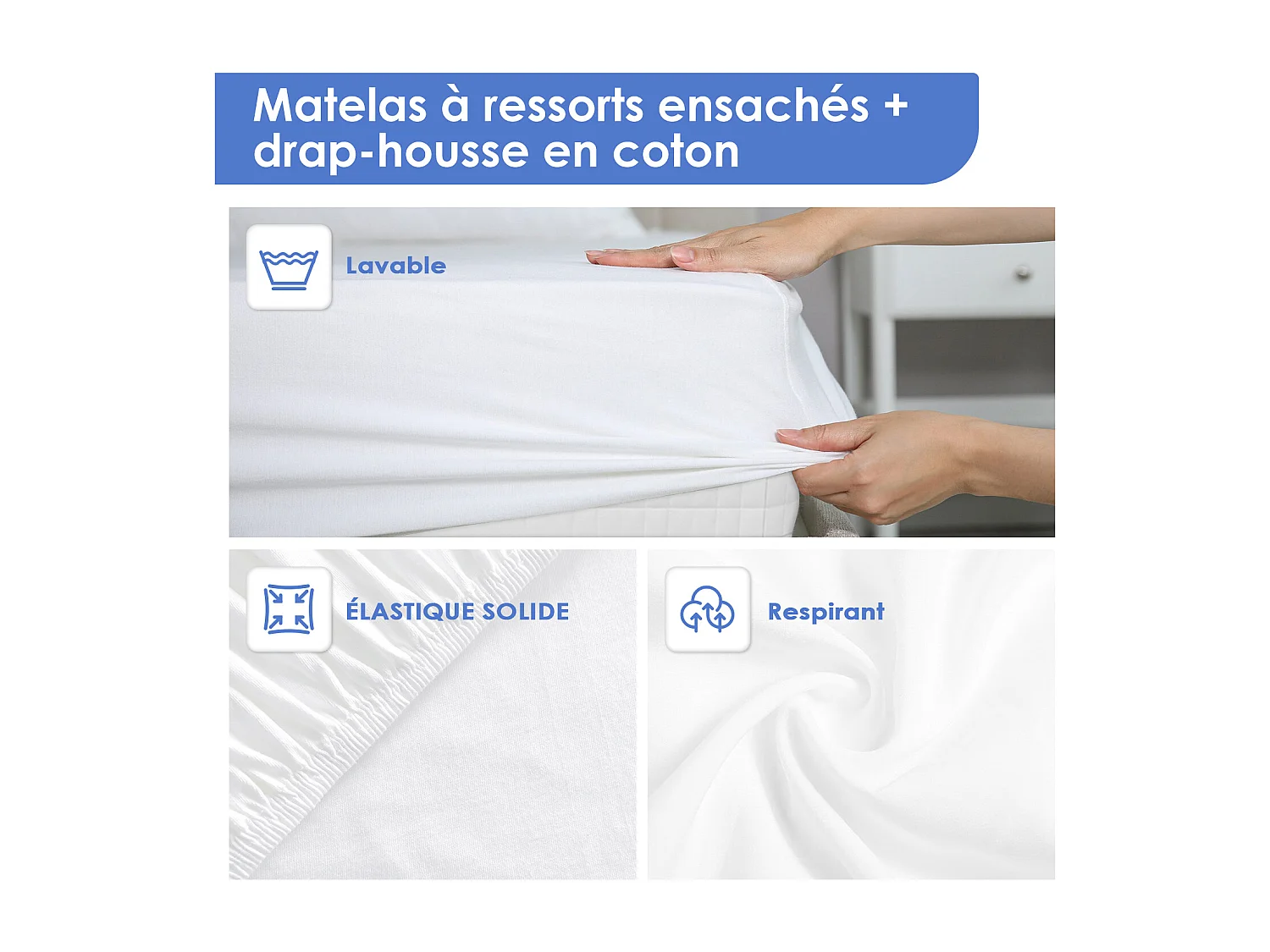 Hiazurm Matelas 90x190 Ressorts EnsachÉs,,mousse ámémoire de forme, hauteur 23 cm 7 zones de confort 90x190 cm ,Ressorts indépendantset silencieux