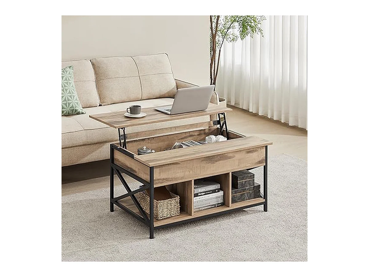 Table basse relevable AZALEA 95x60 x H. 48cm en chêne imité