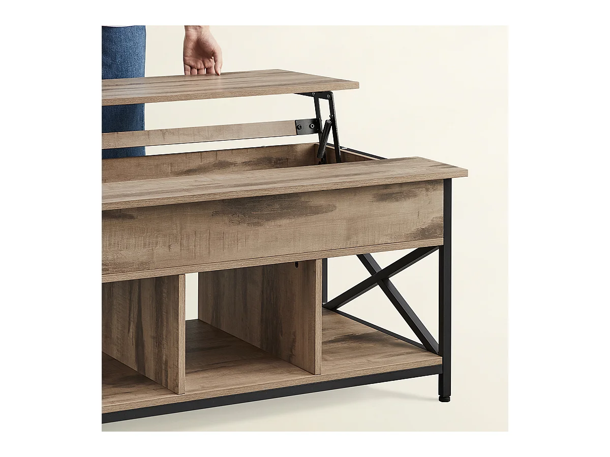 Table basse relevable AZALEA 95x60 x H. 48cm en chêne imité