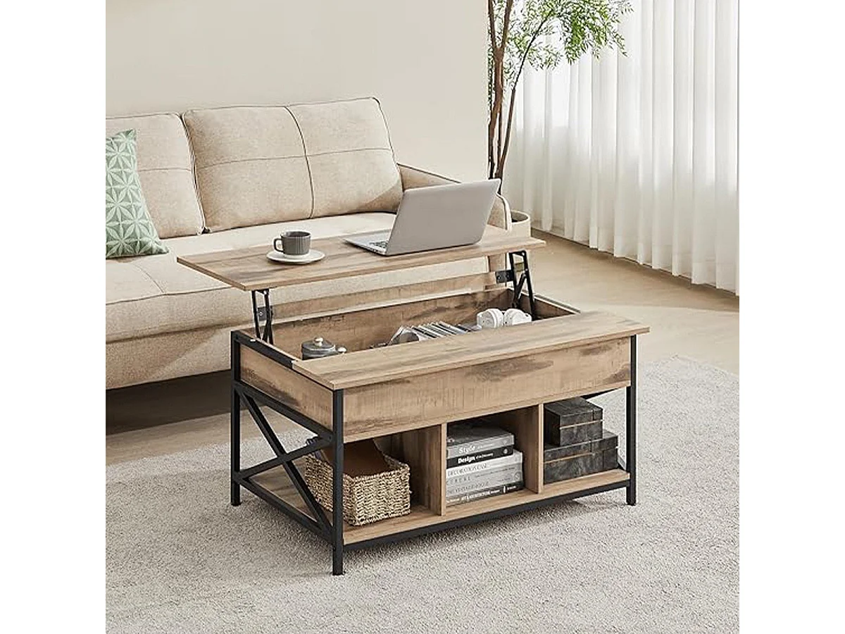 Table basse relevable AZALEA 95x60 x H. 48cm en chêne imité