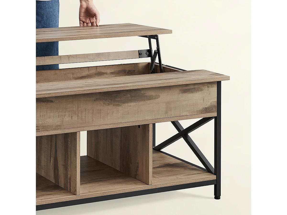 Table basse relevable AZALEA 95x60 x H. 48cm en chêne imité