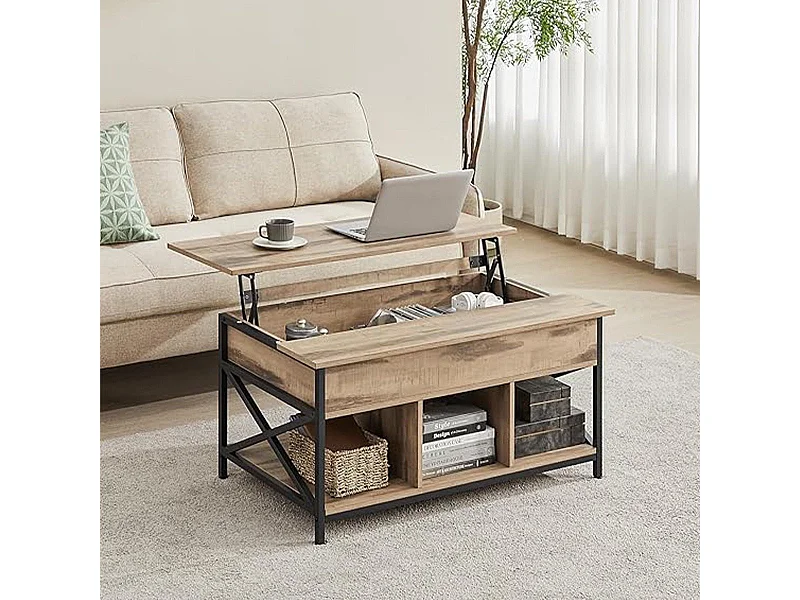 Table basse relevable AZALEA 95x60 x H. 48cm en chêne imité