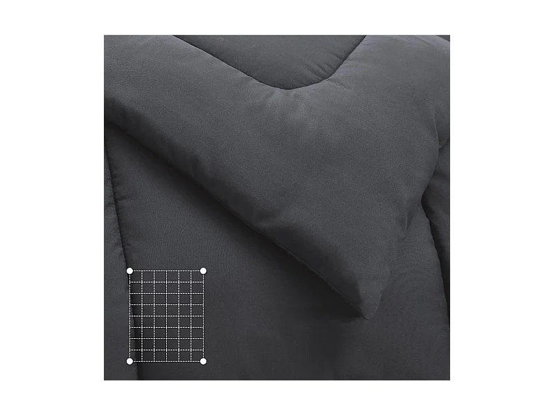 Couette 220x240 cm INRE - 350g/m² Microfibre - Réversible - Chaude - Lavable en Machine - Anti Acariens - Gris