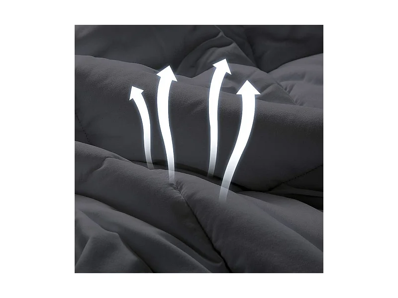 Couette 220x240 cm INRE - 350g/m² Microfibre - Réversible - Chaude - Lavable en Machine - Anti Acariens - Gris