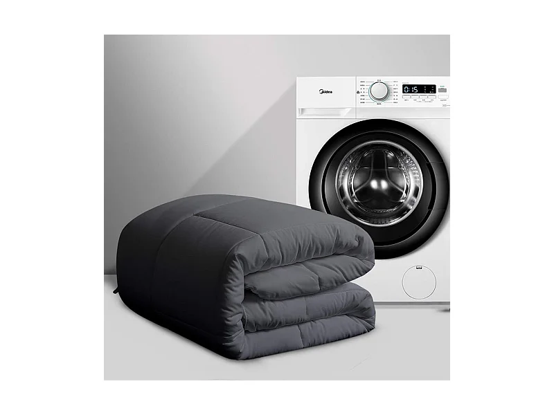 Couette 220x240 cm INRE - 350g/m² Microfibre - Réversible - Chaude - Lavable en Machine - Anti Acariens - Gris