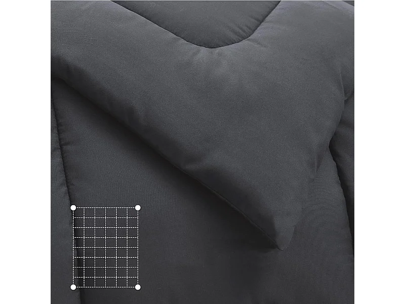 Couette 220x240 cm INRE - 350g/m² Microfibre - Réversible - Chaude - Lavable en Machine - Anti Acariens - Gris