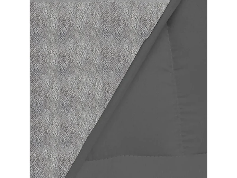 Bettdecke 220x240 cm INRE – 400 g/m² weicher Plüsch – Wendbar – Sehr warm – Maschinenwaschbar – Milbendicht – Grau