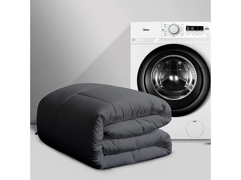 Bettdecke 220x240 cm INRE – 400 g/m² weicher Plüsch – Wendbar – Sehr warm – Maschinenwaschbar – Milbendicht – Grau