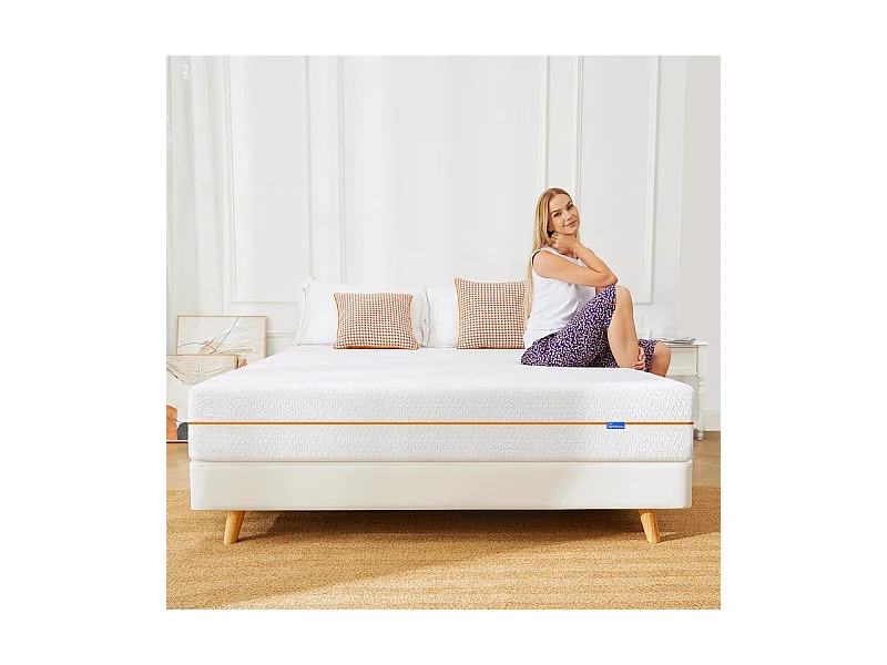 Matelas 160x200 cm havenlyhome mémoire de forme, épaisseur 25 cm, oeko-tex, confort ferme, indépendance de couchage, orange