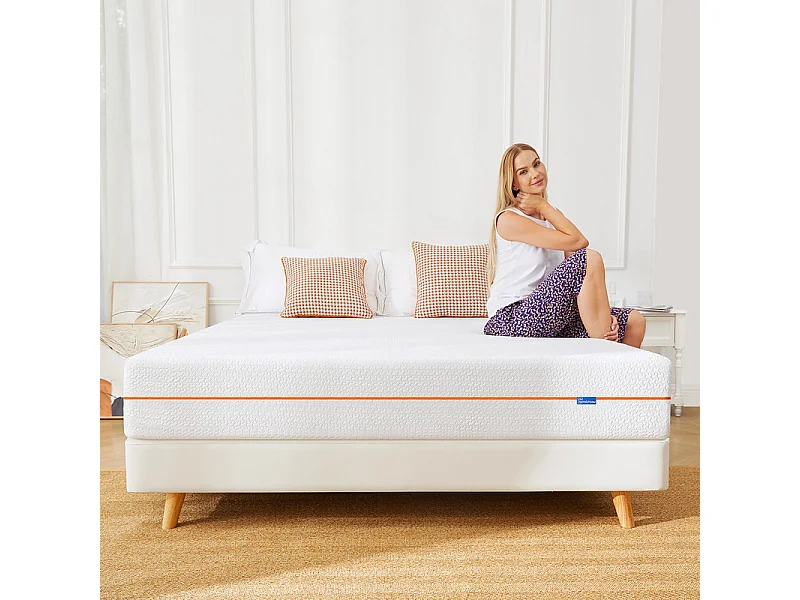 Matelas 160x200 cm havenlyhome mémoire de forme, épaisseur 25 cm, oeko-tex, confort ferme, indépendance de couchage, orange