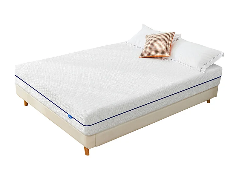 Materasso 140x190 cm Havenlyhome, memory foam, spessore 25 cm, Oeko-Tex, comfort rigido, posizione di riposo indipendente, blu