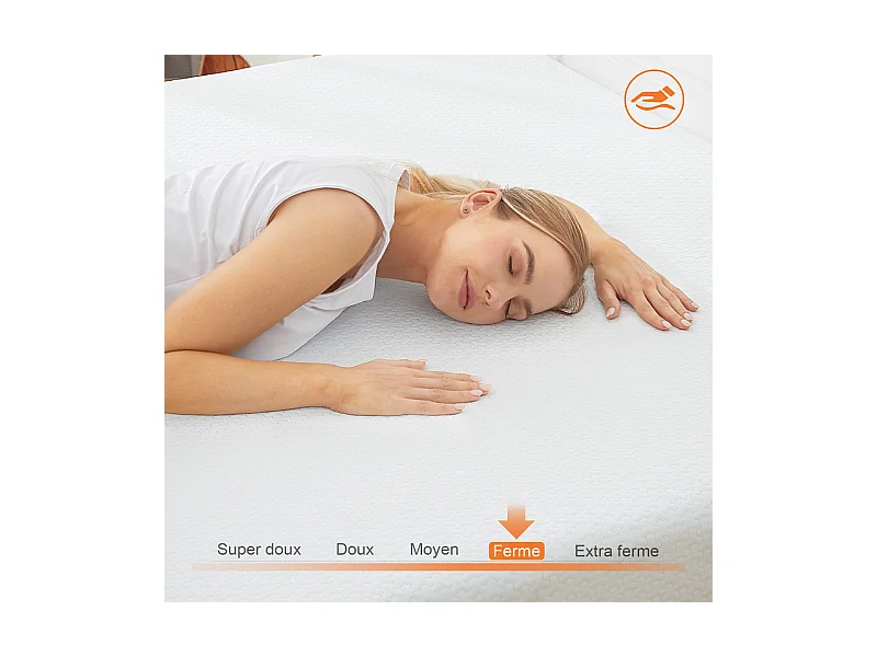 Materasso 140x190 cm Havenlyhome, memory foam, spessore 25 cm, Oeko-Tex, comfort rigido, posizione di riposo indipendente, blu