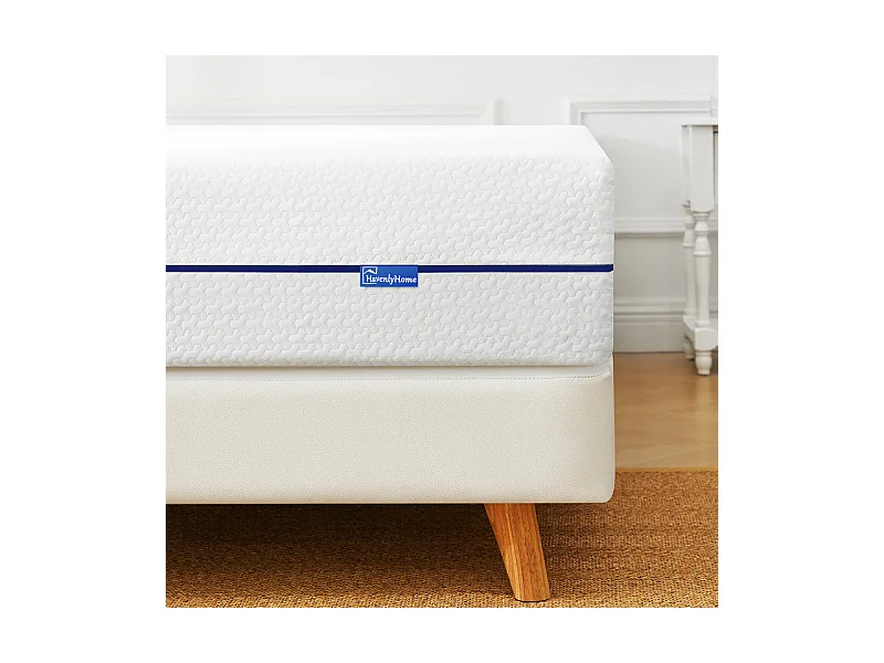 Matelas 160x200 cm havenlyhome mémoire de forme, épaisseur 25 cm, oeko-tex, confort ferme, indépendance de couchage, bleu