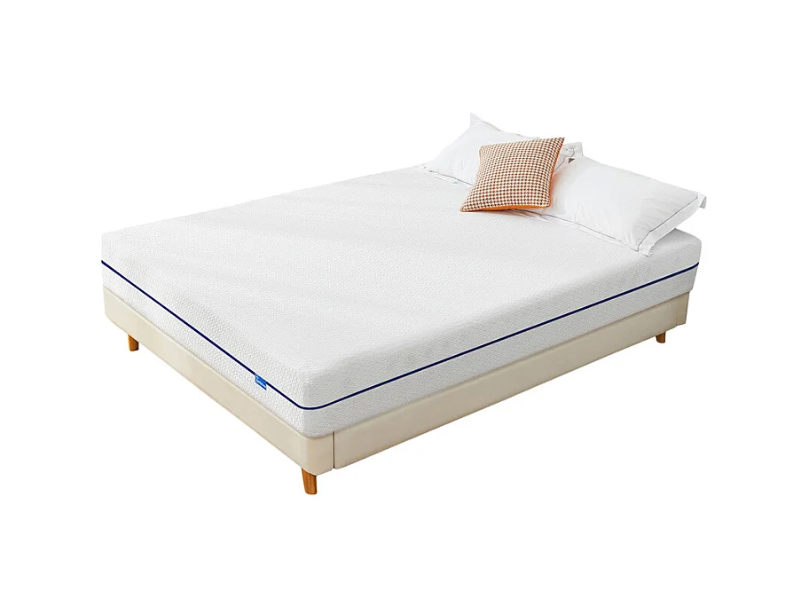 Matelas 160x200 cm havenlyhome mémoire de forme, épaisseur 25 cm, oeko-tex, confort ferme, indépendance de couchage, bleu