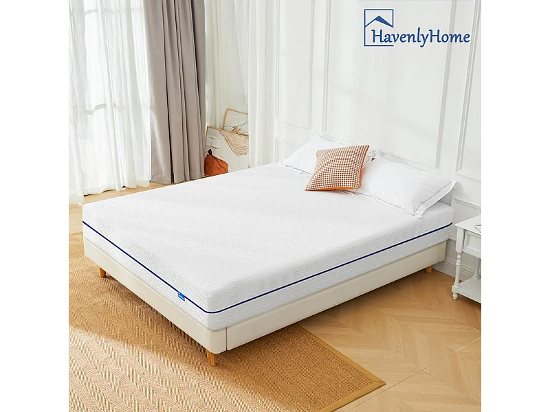 Colchón 160x200 cm Havenlyhome, 25 cm de grosor, Espuma viscoelástica, con certificación Oeko-Tex, firmeza y postura independiente, azul