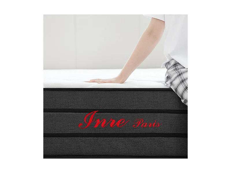 Matelas 180x200 cm inre, très épais 25 cm, mousse mémoire de forme, réversible soutien parfait, hypoallergénique, anti-acarien et anti-bactérien