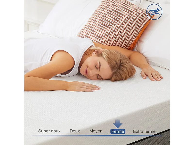 Matelas 140x190 cm havenlyhome matelas en mousse, oeko-tex, épaisseur 15cm, réversible, confort ferme, 7 zones ergonomique