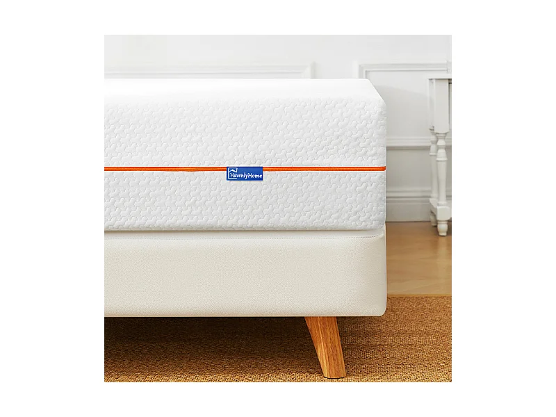 Matelas 140x190 cm havenlyhome mémoire de forme, épaisseur 25 cm, oeko-tex, confort ferme, indépendance de couchage, orange