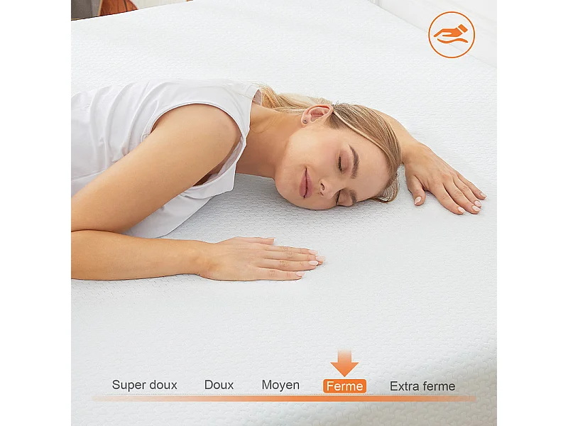 Matelas 140x190 cm havenlyhome mémoire de forme, épaisseur 25 cm, oeko-tex, confort ferme, indépendance de couchage, orange