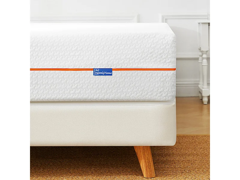 Matelas 140x190 cm havenlyhome mémoire de forme, épaisseur 25 cm, oeko-tex, confort ferme, indépendance de couchage, orange