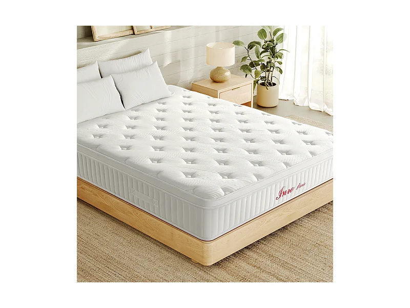 Matelas 180x200 cm INRE, Très Épais de 30 cm, Mousse Mémoire de Forme, Face Hiver Été, Respirant, 7 Zones Ergonomiques, Réversible, Soutien Parfait,Hypoallergénique