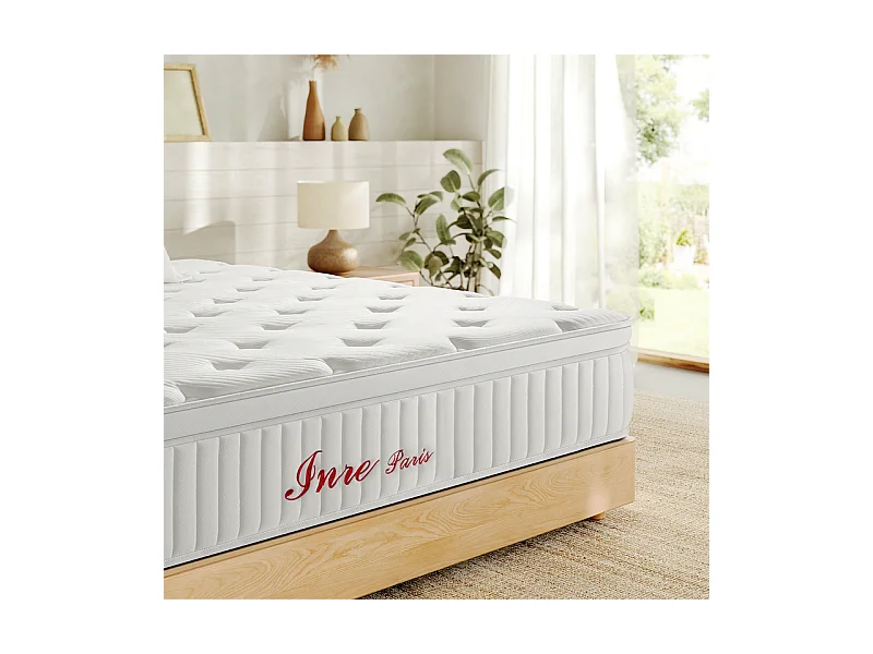 Matelas 180x200 cm INRE, Très Épais de 30 cm, Mousse Mémoire de Forme, Face Hiver Été, Respirant, 7 Zones Ergonomiques, Réversible, Soutien Parfait,Hypoallergénique