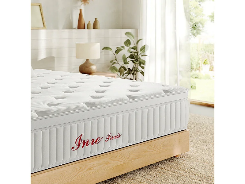 Matelas 180x200 cm INRE, Très Épais de 30 cm, Mousse Mémoire de Forme, Face Hiver Été, Respirant, 7 Zones Ergonomiques, Réversible, Soutien Parfait,Hypoallergénique