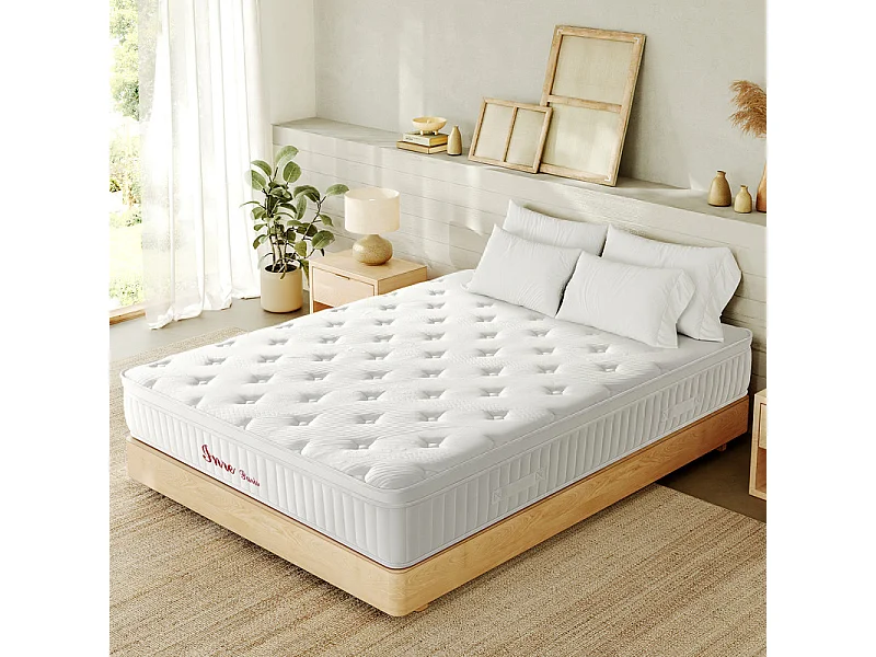 Matelas 180x200 cm INRE, Très Épais de 30 cm, Mousse Mémoire de Forme, Face Hiver Été, Respirant, 7 Zones Ergonomiques, Réversible, Soutien Parfait,Hypoallergénique