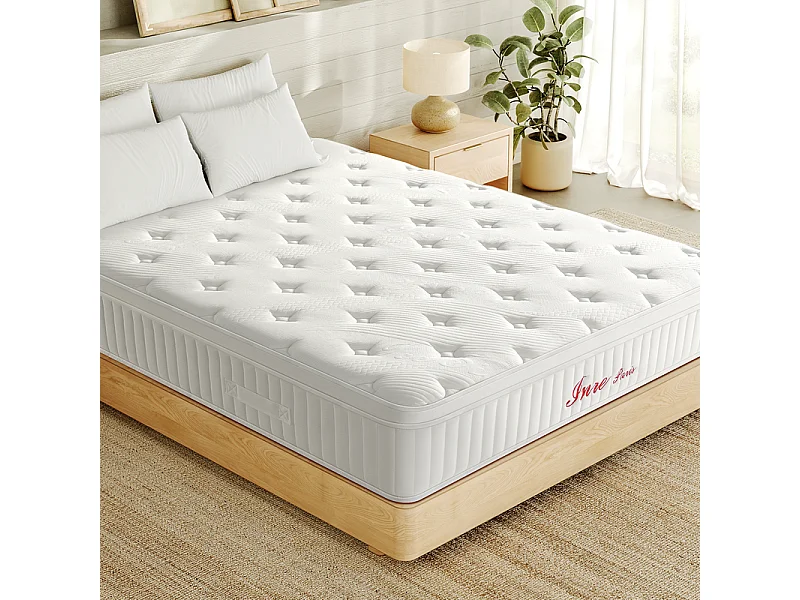 Matelas 180x200 cm INRE, Très Épais de 30 cm, Mousse Mémoire de Forme, Face Hiver Été, Respirant, 7 Zones Ergonomiques, Réversible, Soutien Parfait,Hypoallergénique