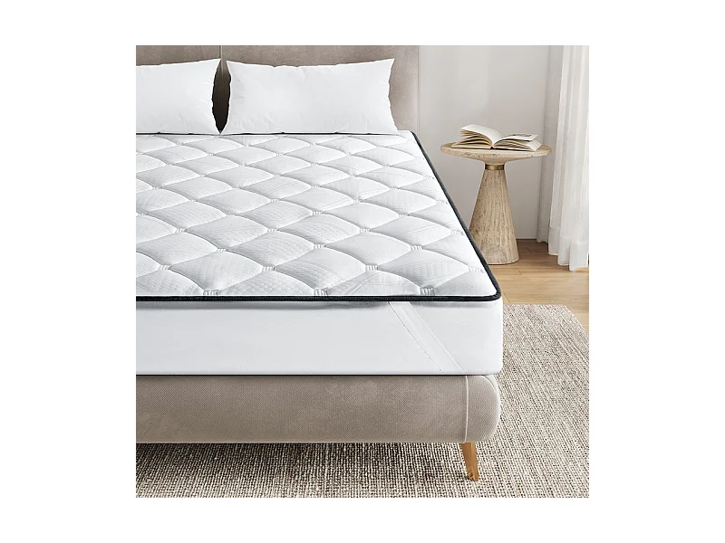 Cubrecolchón 90x190 cm INRE - Confort óptimo - Suave, antiácaros, transpirable - Banda elástica - para colchón individual - Lavable