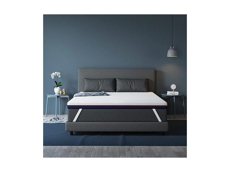 Surmatelas 140x200 cm inre, epaisseur 8 cm, mousse à mémoire de forme, haute densité, confort et respirant, avec housse hypoallergénique lavable