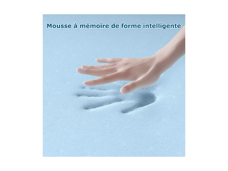 Surmatelas 140x200 cm inre, epaisseur 8 cm, mousse à mémoire de forme, haute densité, confort et respirant, avec housse hypoallergénique lavable