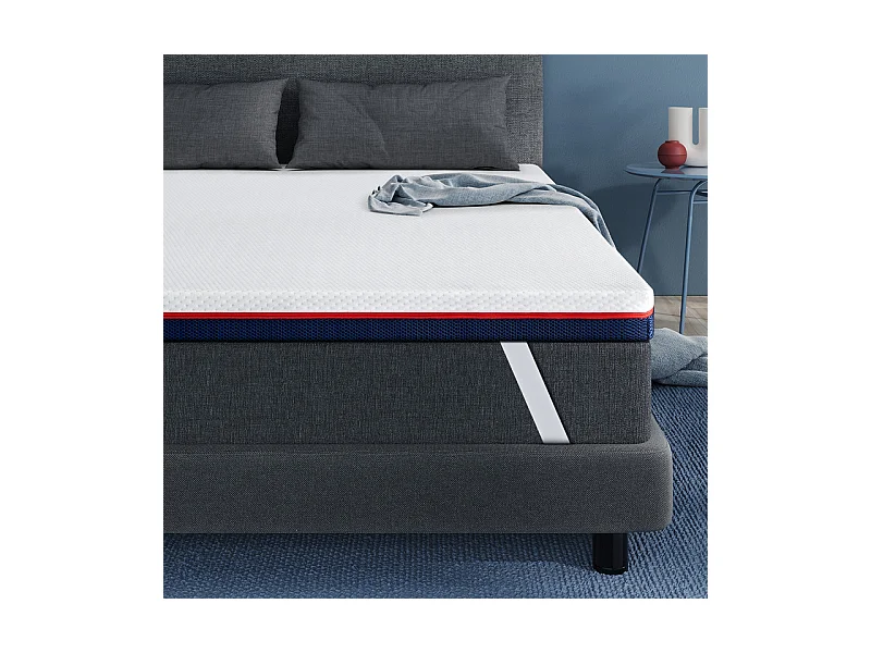 Cubrecolchón 140x200 cm INRE, 8 cm de grosor, viscoelástico, de alta densidad, confortable y transpirable, con funda hipoalergénica lavable