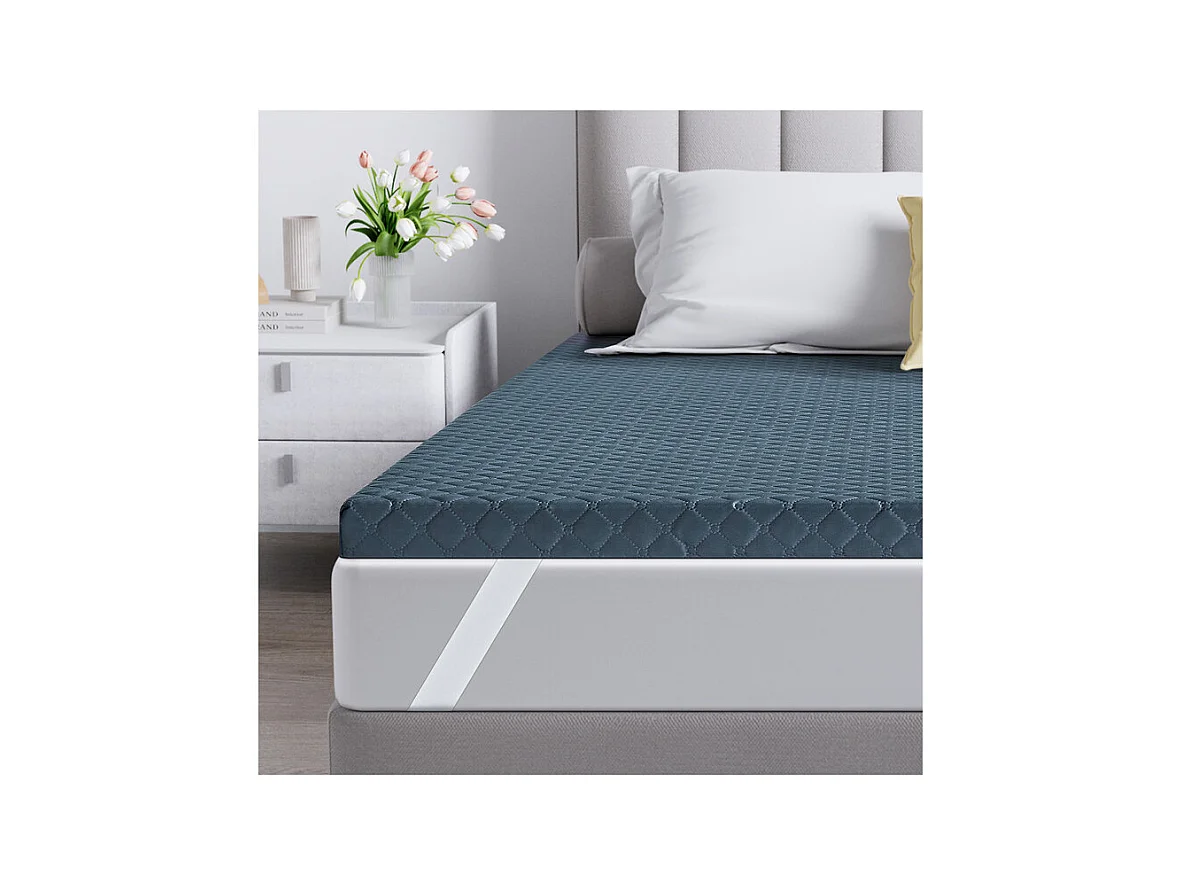Surmatelas 160x200 cm INRE, Épaisseur de 6 cm, Mousse à haute résilience, Confort Respirant, Design Antidérapant, Foncé