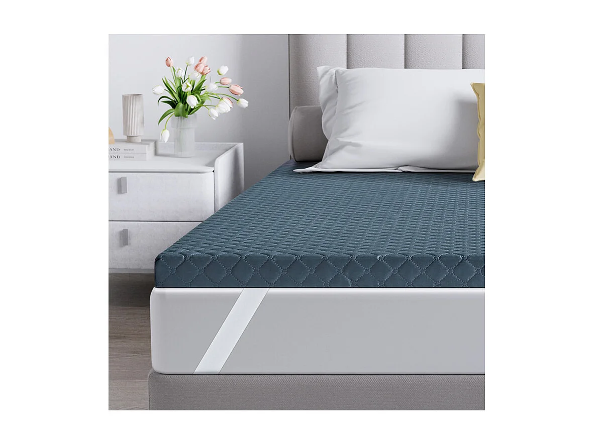 INRE Matratzenauflage 160x200 cm, 6 cm dick, hochelastischer Schaumstoff, atmungsaktiver Komfort, rutschfestes Design, dunkel