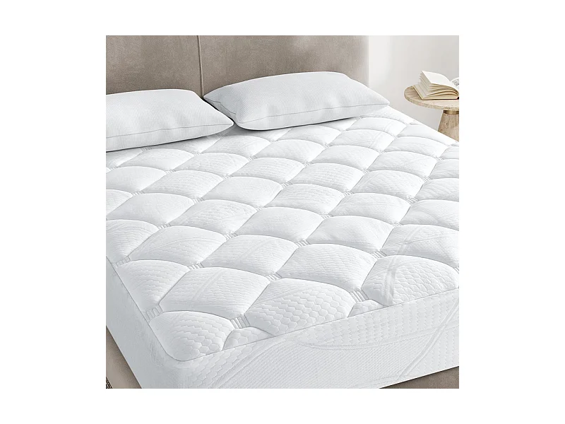 Surmatelas 90x190 cm INRE - Confort Optimal - Moelleux, Anti-acarien, Respirant - Poche Profonde - pour Matelas 1 Places - Lavable