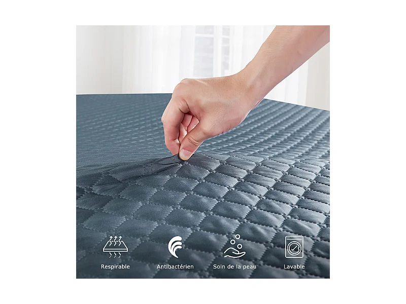 Surmatelas 140x190 cm INRE, Epaisseur de 6 cm, Mousse à haute résilience, Confort Respirant, Design Antidérapant, Foncé