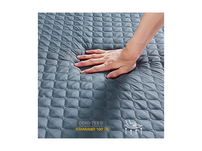 Surmatelas 140x190 cm INRE, Epaisseur de 6 cm, Mousse à haute résilience, Confort Respirant, Design Antidérapant, Foncé