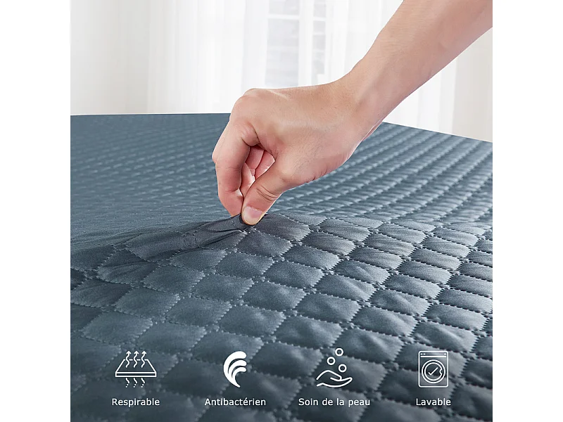 INRE matrastopper 140x190 cm, 6 cm dik, veerkrachtig schuim, ademend comfort, antislip design, donker