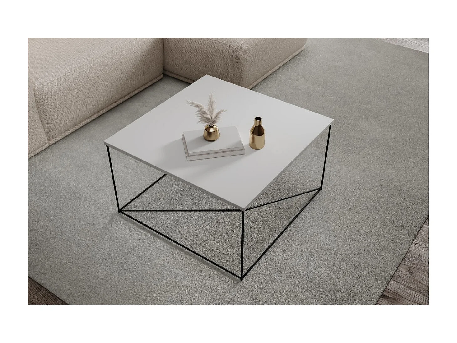 Table basse Elia/contreplaqué et métal/noir&blanc