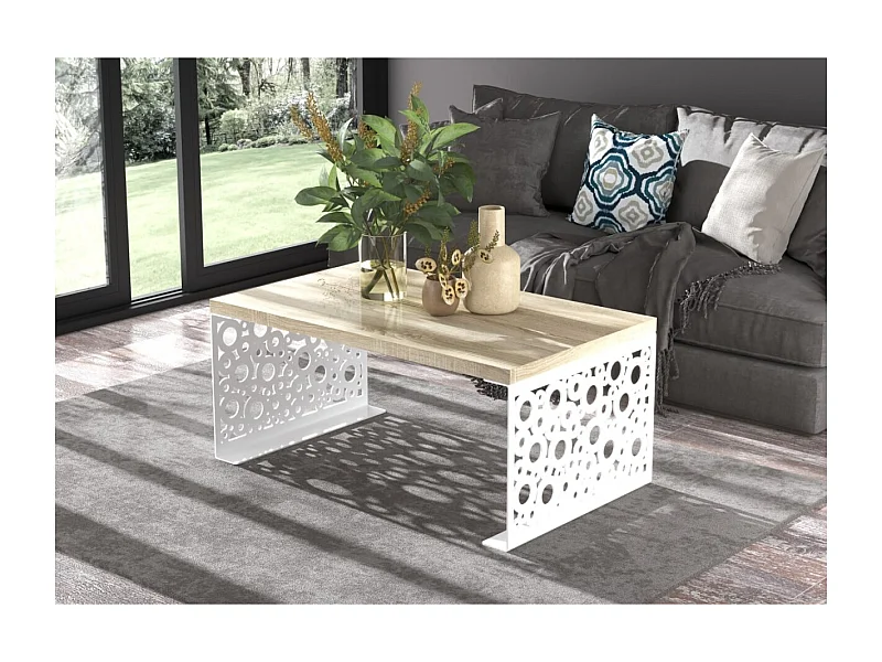 Couchtisch Dina/Holz&Metall/Weiss&Sonoma