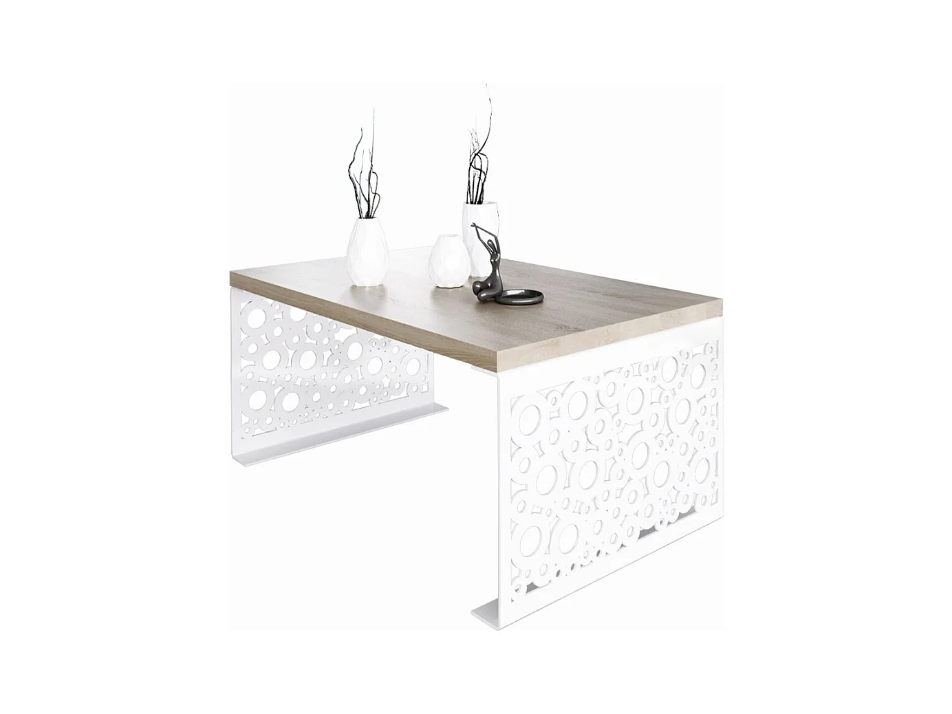 Table basse Dina/Bois&Métal/Blanc&Sonoma