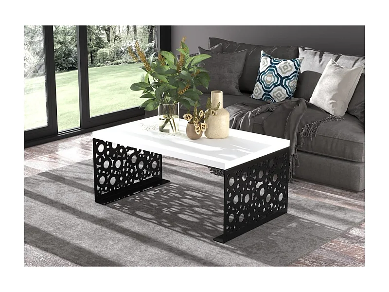 Couchtisch Dina/Holz&Metall/Schwarz&Weiss