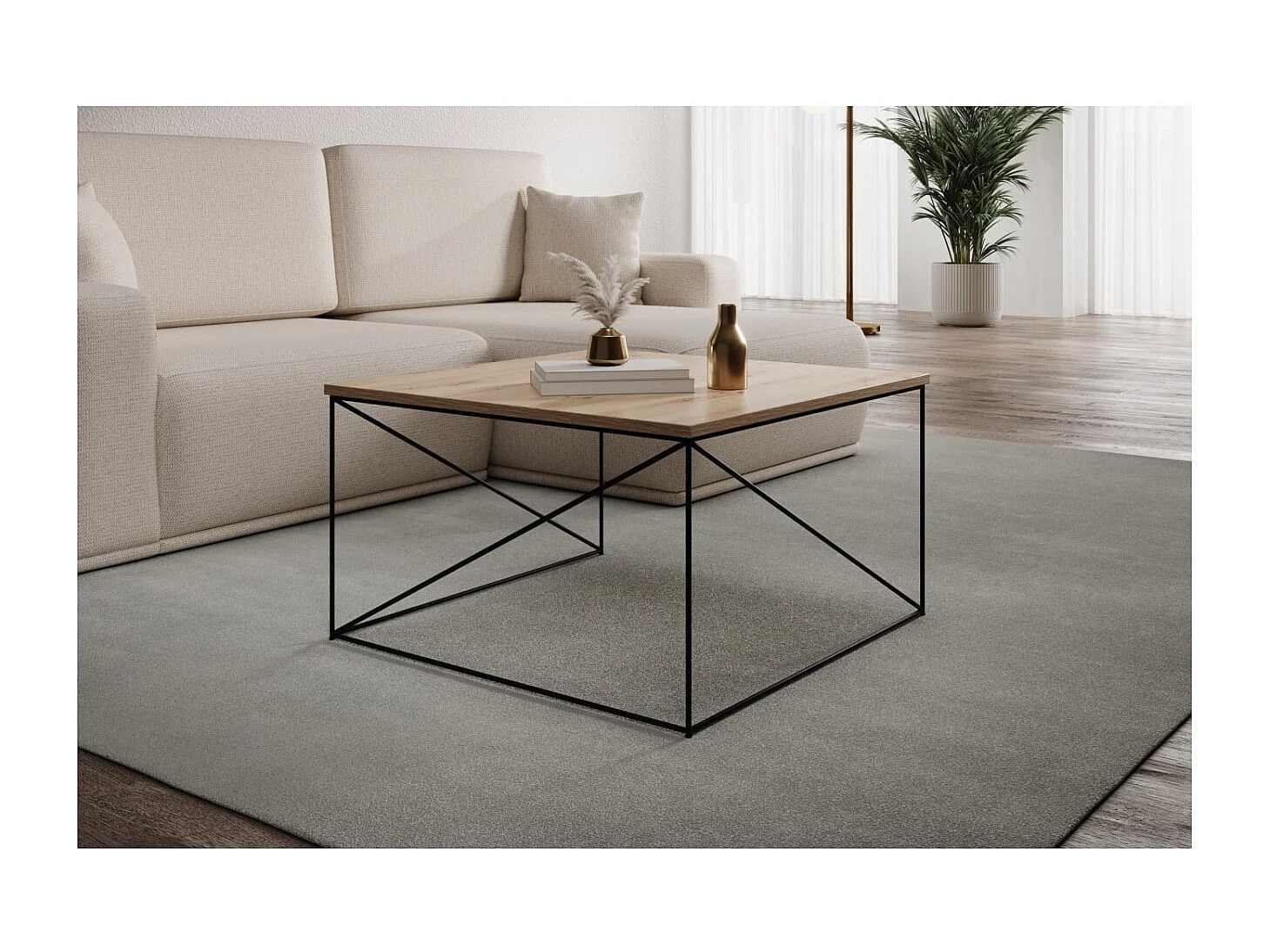 Table basse Elia/contreplaqué et métal/noir&sonoma