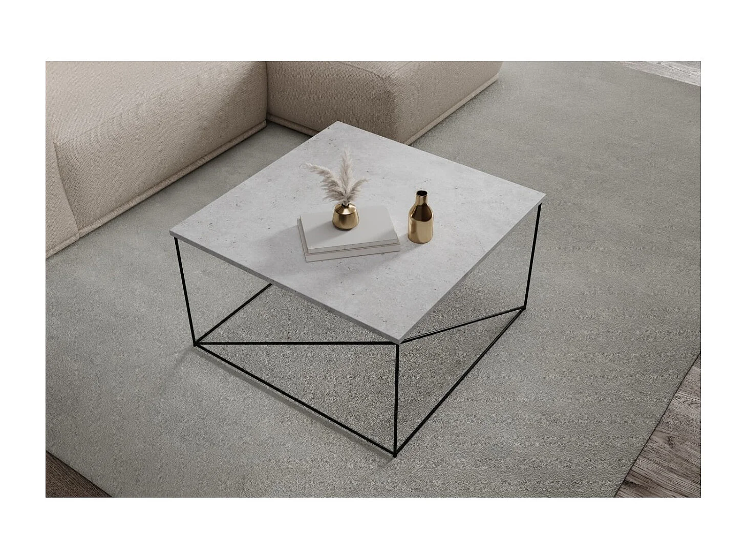 Table basse Elia/contreplaqué et métal/noir&gris