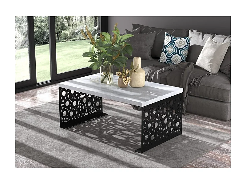 Couchtisch Dina/Holz&Metall/Schwarz&Grau