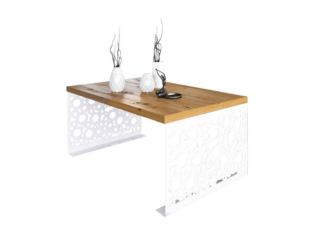 Tavolino Dina/Legno e Metallo/Bianco&Marrone