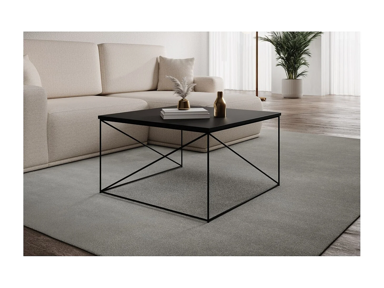 Table basse Elia/contreplaqué et métal/noir