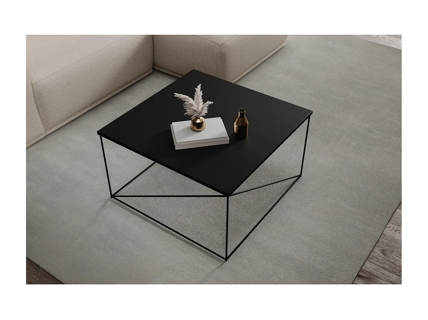 Table basse Elia/contreplaqué et métal/noir